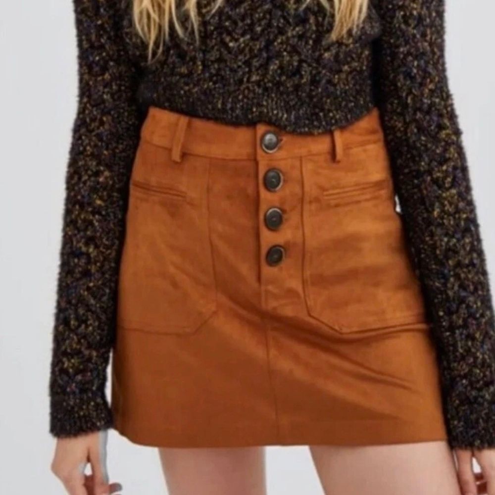 Zara TRF Collection faux suede mini skirt Size M